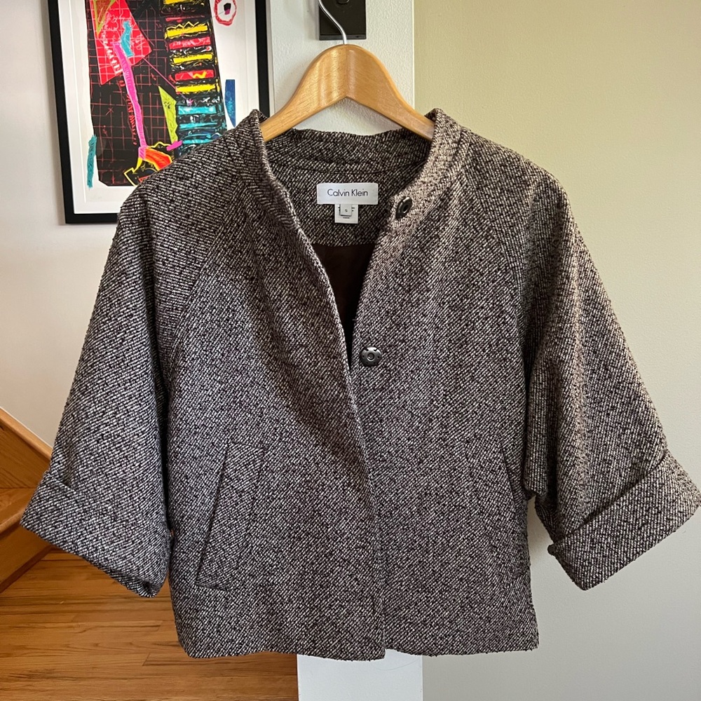 Calvin Klein Brown Jacket with 3/4 Sleeves